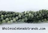 CZJ581 15.5 inches 6mm faceted round green zebra jasper gemstone beads