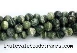 CZJ583 15.5 inches 10mm faceted round green zebra jasper gemstone beads