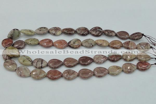 CZJ81 16 inches 15*20mm flat teardrop red zebra jasper beads wholesale