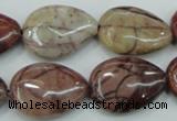 CZJ82 16 inches 18*25mm flat teardrop red zebra jasper beads wholesale