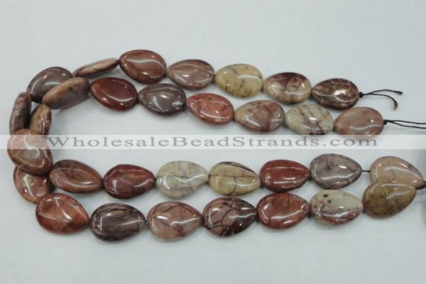 CZJ82 16 inches 18*25mm flat teardrop red zebra jasper beads wholesale