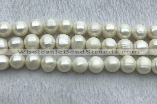 FWP124 15 inches 11mm - 12mm potato white freshwater pearl strands