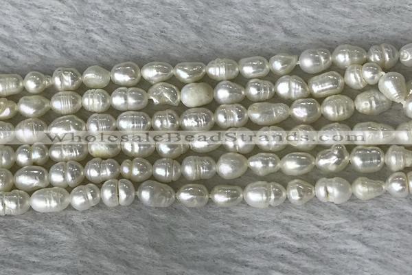 FWP165 14.5 inches 4mm - 5mm rice white freshwater pearl strands