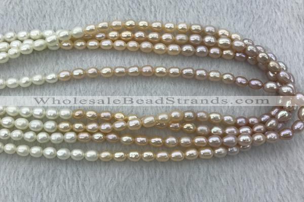 FWP210 15 inches 6mm - 7mm rice mixed color freshwater pearl strands