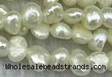 FWP231 14.5 inches 3mm - 4mm baroque white freshwater pearl strands