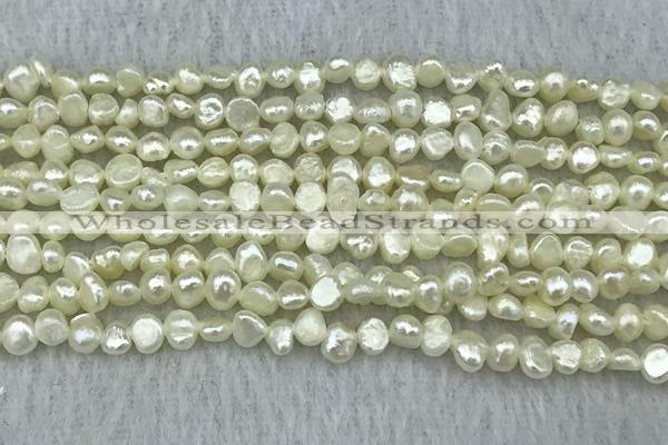 FWP231 14.5 inches 3mm - 4mm baroque white freshwater pearl strands