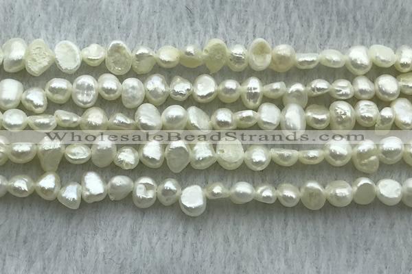 FWP234 14.5 inches 3mm - 4mm baroque white freshwater pearl strands