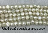 FWP245 15 inches 8mm - 9mm baroque white freshwater pearl strands