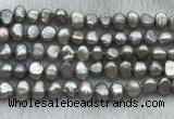 FWP246 15 inches 7mm - 8mm baroque grey freshwater pearl strands