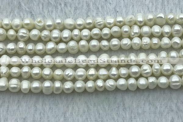 FWP25 14.5 inches 4mm - 4.5mm potato white freshwater pearl strands