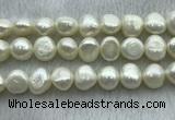 FWP260 15 inches 11mm - 12mm baroque white freshwater pearl strands