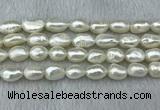 FWP285 15 inches 9mm - 10mm baroque white freshwater pearl strands