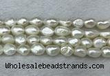 FWP286 15 inches 9mm - 10mm baroque white freshwater pearl strands