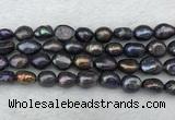 FWP288 15 inches 9mm - 10mm baroque black freshwater pearl strands