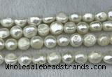 FWP302 15 inches 11mm - 12mm baroque white freshwater pearl strands