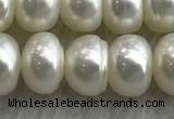 FWP324 15 inches 8mm - 9mm button white freshwater pearl strands