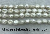 FWP350 15 inches 7mm - 8mm baroque white freshwater pearl strands