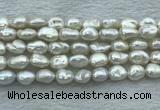 FWP351 15 inches 8mm - 9mm baroque white freshwater pearl strands