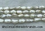 FWP353 15 inches 9mm - 10mm baroque white freshwater pearl strands