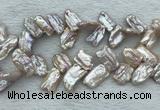 FWP414 Top-drilled 12*16mm - 13*18mm biwa freshwater pearl beads