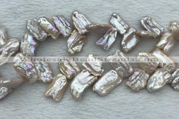 FWP414 Top-drilled 12*16mm - 13*18mm biwa freshwater pearl beads