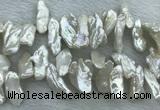 FWP416 Top-drilled 10*22mm - 12*25mm biwa freshwater pearl beads