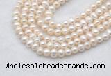 FWP480 14 inches 5mm - 6mm potato white freshwater pearl strands