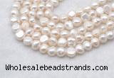 FWP490 14 inches 8mm - 9mm baroque white freshwater pearl strands