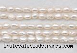 FWP496 14 inches 8mm - 9mm baroque white freshwater pearl strands