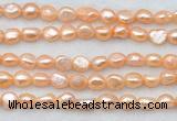 FWP497 14 inches 8mm - 9mm baroque pink freshwater pearl strands