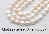 FWP500 14 inches 10mm - 11mm baroque white freshwater pearl strands