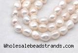 FWP504 14 inches 11mm - 12mm baroque white freshwater pearl strands