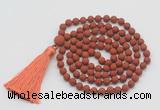 GMN1008 Hand-knotted 8mm, 10mm matte red jasper 108 beads mala necklaces with tassel