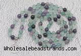 GMN1120 Hand-knotted 8mm, 10mm fluorite 108 beads mala necklaces with charm