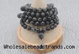 GMN1136 Hand-knotted 8mm, 10mm black labradorite 108 beads mala necklaces with charm