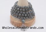 GMN1139 Hand-knotted 8mm, 10mm labradorite 108 beads mala necklaces with charm