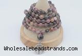 GMN1145 Hand-knotted 8mm, 10mm rhodonite 108 beads mala necklaces with charm