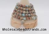 GMN1166 Hand-knotted 8mm, 10mm serpentine jasper 108 beads mala necklaces with charm