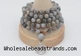 GMN1186 Hand-knotted 8mm, 10mm silver needle agate 108 beads mala necklaces with charm