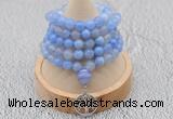 GMN1190 Hand-knotted 8mm, 10mm blue banded agate 108 beads mala necklaces with charm