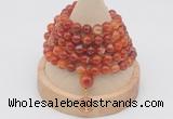 GMN1197 Hand-knotted 8mm, 10mm red banded agate 108 beads mala necklaces with charm