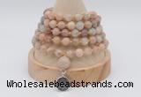 GMN1252 Hand-knotted 8mm, 10mm sunstone 108 beads mala necklaces with charm