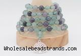 GMN1260 Hand-knotted 8mm, 10mm fluorite 108 beads mala necklaces with charm