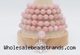 GMN1261 Hand-knotted 8mm, 10mm China pink opal 108 beads mala necklaces with charm