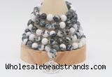 GMN1266 Hand-knotted 8mm, 10mm black & white jasper 108 beads mala necklaces with charm