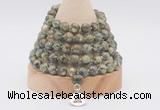 GMN1269 Hand-knotted 8mm, 10mm rhyolite 108 beads mala necklaces with charm