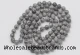 GMN128 Hand-knotted 6mm grey picture jasper 108 beads mala necklaces