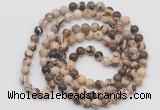 GMN130 Hand-knotted 6mm zebra jasper 108 beads mala necklaces