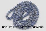 GMN143 Hand-knotted 6mm blue spot stone 108 beads mala necklaces