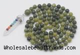 GMN1435 Hand-knotted 8mm, 10mm Canadian jade 108 beads mala necklace with pendant